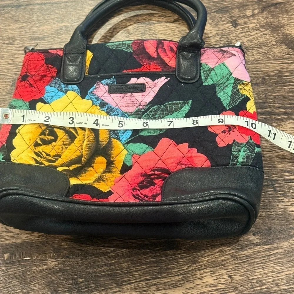 Vera Bradley Black and Red Satchel with Floral‎ Design